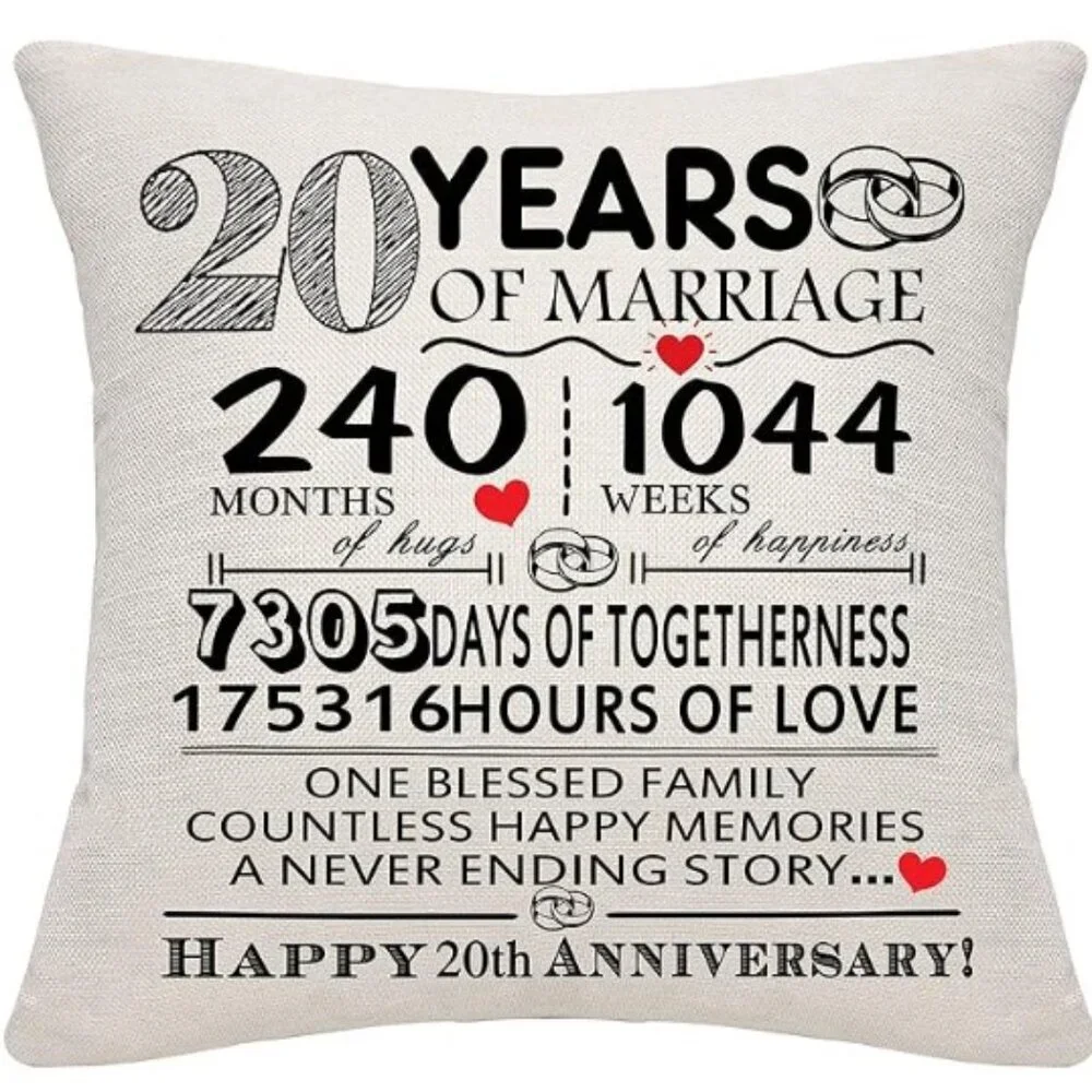 Wedding Anniversary Throw Pillow Cover 18x18 Inch - NIP